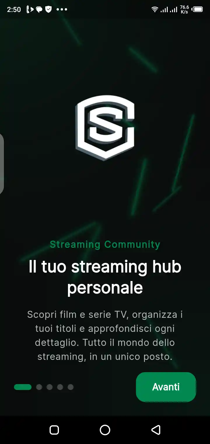Streaming Community movie and TV show discovery screen on Android