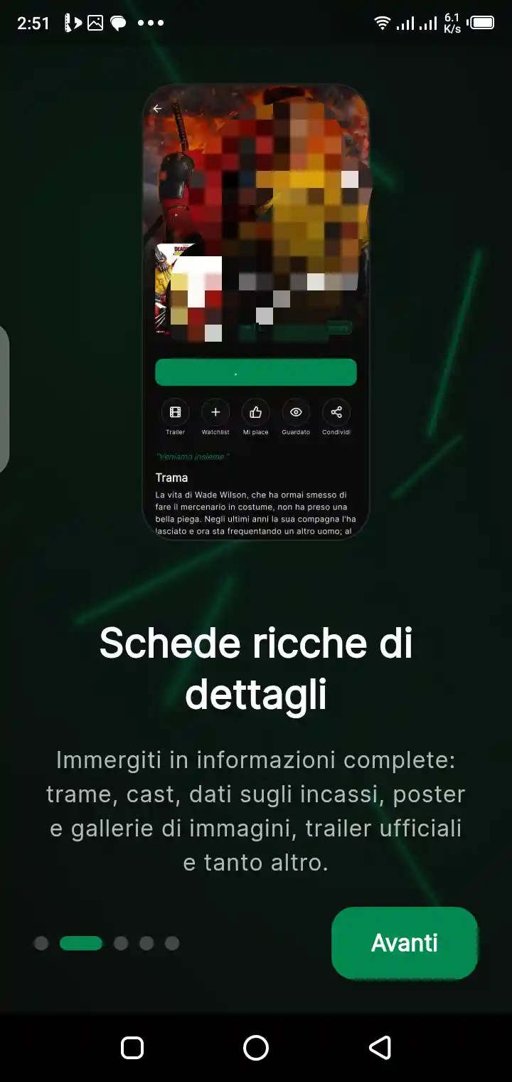 Streaming Community title details screen showing plot and cast information